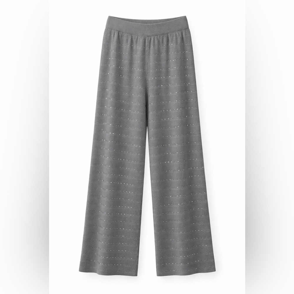Grey Sparkly Rhinestone Wide Leg Pants ✨ Viscose Blend. 
Size S/M L/XL